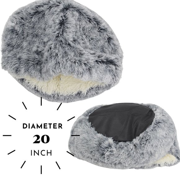 Hug Love Product | (Blue) 2 in 1 Round Donut Plush Cat Bed with Cover - Picture 3 of 4